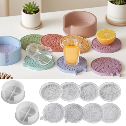 10-teiliges Untersetzer-Set aus Kunstharz im Tier-Ozean-Stil, Silikonharz-Gussformen für Epoxidharz, perfekt für Heimdekoration, DIY-Seifen-Bastelbedarf von CERECO