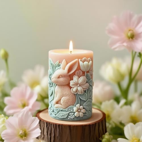 3D-Hasen-Säulenkerzen-Form, Osterhasen-Zylinder-Silikonformen für Kerzenherstellung, Aromatherapie und handgefertigte Wachsseife, Epoxidharz-Gussformen für DIY-Harzhandwerk, perfekt für 3D-Hasen-Säulenkerzen-Form, Osterhasen-Zylinder-Silikonformen für Kerzenherstellung, Aromatherapie und handgefertigte Wachsseife, Epoxidharz-Gussformen für DIY-Harzhandwerk, perfekt für von CERECO
