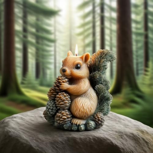 Niedliche Eichhörnchen-Silikon-Kerzenform, 3D-Tier-Eichhörnchen mit Tannenzapfen für Kerzenherstellung, Harzgussformen für DIY-Epoxidharz, Aromatherapie, Gips-Ornament und Heimdekoration von CERECO