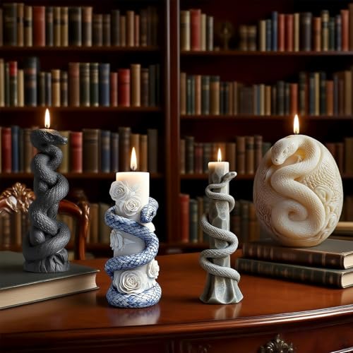 Schlangenkerzenform, 3D-Tier-Silikonform für Kerzenherstellung, Epoxidharz-Gussform für Seife, DIY, Handwerk, perfekt für Heimdekoration, Party, festliche Tage, Ornament, 4 Stück Schlangenkerzenform, 3D-Tier-Silikonform für Kerzenherstellung, Epoxidharz-Gussform für Seife, DIY, Handwerk, perfekt für Heimdekoration, Party, festliche Tage, Ornament, 4 Stück von CERECO