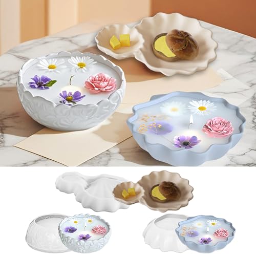 Silikonformen für Kerzengefäße, Muschelschalen, Harzbehälter, Kerzenschüssel, Aufbewahrungsschale für Epoxidharz, Basteln, Schmuck, Schmuck, Süßigkeiten, perfekt für Tischdekoration zu Hause, 3 Stück von CERECO
