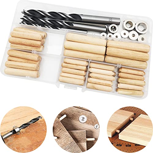 CESFONJER Dübel Holz Set, 6mm/30 pcs, 8mm/15 pcs,10mm/10 pcs Holzdübel, 6 pcs Dübelspitzen, 3 pcs Bohren und 3pcs Bohrer Tiefenanschlag, mit Sechskantschlüssel, für Basteln, Heimwerken, Zimmerei CESFONJER Dübel Holz Set, 6mm/30 pcs, 8mm/15 pcs,10mm/10 pcs Holzdübel, 6 pcs Dübelspitzen, 3 pcs Bohren und 3pcs Bohrer Tiefenanschlag, mit Sechskantschlüssel, für Basteln, Heimwerken, Zimmerei von CESFONJER