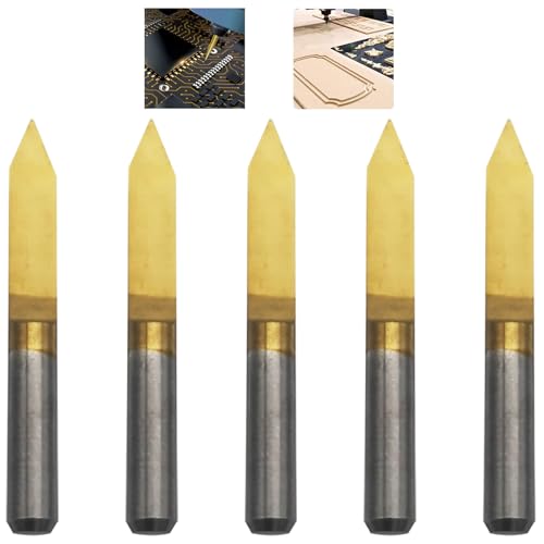 Gravierstichel, CESFONJER Titanium beschichtete Gravur CNC Bit, 3.175 mm Hartmetalls PCB Gravieren CNC Router Bit-Tool 45 Grad 0.1mm Tip (5 Pcs) von CESFONJER