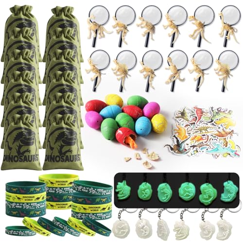 CESHMD 123pcs Dinosaurier Party Mitgebsel mit Lupe Kordelzugbeutel Mini Dinosaurier Skelett Dinosaurier Ei, Dinosaurier Give Aways Kindergeburtstag Gastgeschenke, Dinosaurier Spielzeuge Jungen CESHMD 123pcs Dinosaurier Party Mitgebsel mit Lupe Kordelzugbeutel Mini Dinosaurier Skelett Dinosaurier Ei, Dinosaurier Give Aways Kindergeburtstag Gastgeschenke, Dinosaurier Spielzeuge Jungen von CESHMD