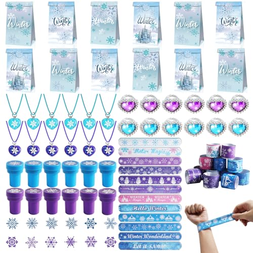 CESHMD Winterprinzessin Party Deko mit Prinzessin Halskette Ring Armbänder, Prinzessin Gefälligkeiten Zubehör Geschenk Tasche, Eiskristalle Kreativsets für Mädchen Jungen Weihnachten Winter CESHMD Winterprinzessin Party Deko mit Prinzessin Halskette Ring Armbänder, Prinzessin Gefälligkeiten Zubehör Geschenk Tasche, Eiskristalle Kreativsets für Mädchen Jungen Weihnachten Winter von CESHMD