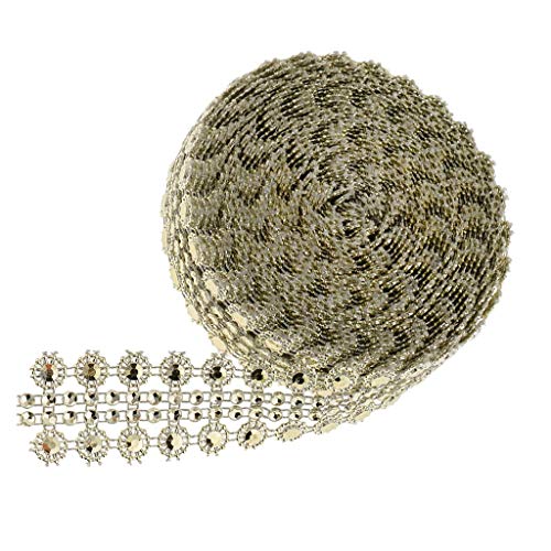 Band für Geschenkverpackungen, 5 Yards Sparkle Mesh Flower Strass Perlenband Hochzeitsdekoration Applikation Gold von CETEOR