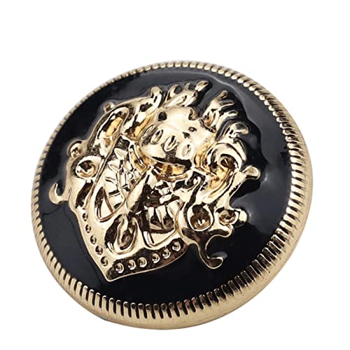 Knopf, 10 Stück Metallknöpfe im britischen Stil, Mantel, Jacke, plattierte Metallknöpfe for Nähzubehör, Goldrot, 25 mm (Color : Gold Black, Size : 28mm) von CETEOR