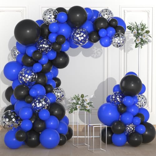 Blau Schwarz Ballon Girlande Bogen Kit - Königsblau Ballons Schwarz Silber Ballons für Junge Männer Geburtstag Baby Dusche Hochzeit Graduierung Ruhestand Neujahr Party Dekorationen von CEUQIESO