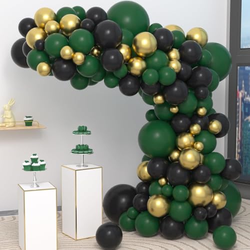 Dunkelgrün Schwarz Gold Ballonbogen Kit - Emerald Green Ballons Schwarz und Metallic Gold Ballons für Geburtstag Jubiläum Graduierung Hochzeit Party Dekorationen Dunkelgrün Schwarz Gold Ballonbogen Kit - Emerald Green Ballons Schwarz und Metallic Gold Ballons für Geburtstag Jubiläum Graduierung Hochzeit Party Dekorationen von CEUQIESO