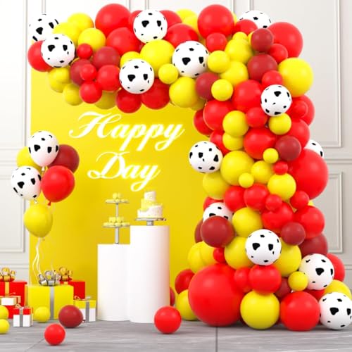 Rot Gelb Ballonbogen Kit - Kuh Luftballons Rot und Gelb Luftballons für Bauernhof Tiere Baby Dusche Geburtstag Dekorationen von CEUQIESO