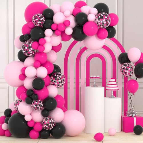 Rosa und schwarz Ballon Girlande Bogen Kit - Hot Pink Licht rosa schwarz und Konfetti Latex Ballons für Mädchen Frauen Geburtstag Baby Dusche Hochzeit Prinzessin Maus Thema Party Dekorationen Rosa und schwarz Ballon Girlande Bogen Kit - Hot Pink Licht rosa schwarz und Konfetti Latex Ballons für Mädchen Frauen Geburtstag Baby Dusche Hochzeit Prinzessin Maus Thema Party Dekorationen von CEUQIESO