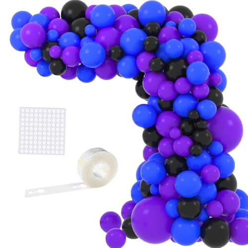 Schwarz Lila Blau Ballonbogen Kit - Lila Luftballons Blau Schwarz Ballons Videospiel Ballons für Videospiel Party Dekoration Baby Dusche Geburtstag Party Dekorationen von CEUQIESO