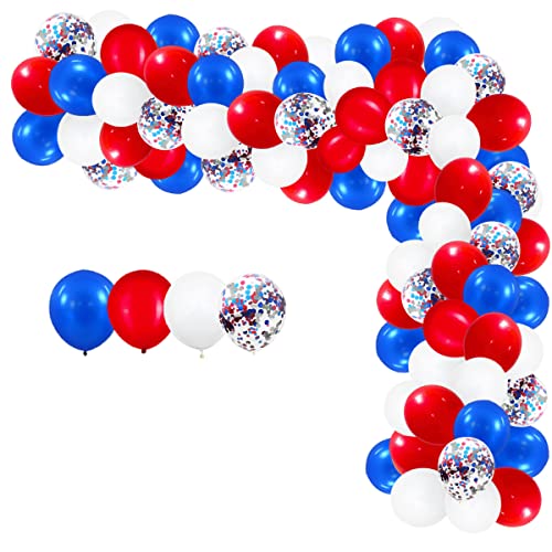 Luftballons Girlande, Königsblau Weiß Rot Latex Party Luftballons Girlande Kit mit Konfetti Ballons für Geburtstag Hochzeit Baby Dusche Graduierung Party Dekorationen von CEUQIESO