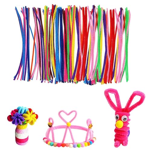 Pfeifenreiniger-Blumen-Set – 100 Stück DIY-Pfeifenputzer in Pastell- & Candy-Farbverlauf, ideal für Blumen-Deko, Kunsthandwerk & Glitzer-Kreativprojekte (Random) von CEWIFO