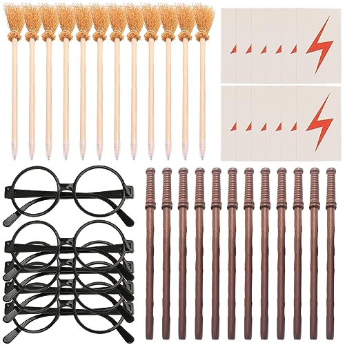 CEWROM Zauberstab Bleistifte Party Mitgebsel 48 Stück, Wizard Party Supplies, Zauberbrille Gläser mit Rundem Rahmen Blitz Tattoos für Magischem Thema Halloween Kostüm Party Karneval CEWROM Zauberstab Bleistifte Party Mitgebsel 48 Stück, Wizard Party Supplies, Zauberbrille Gläser mit Rundem Rahmen Blitz Tattoos für Magischem Thema Halloween Kostüm Party Karneval von CEWROM