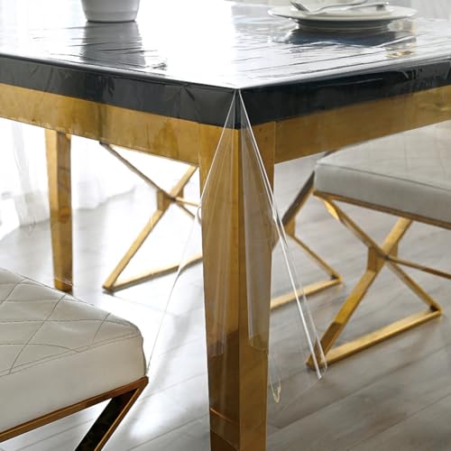 CEWROM Durchsichtige Tischdecke, Tischdecke Klarsicht Transparent 140cm Breit, Meterware 0.13 mm Stark, Wasserdicht Abwaschbar PVC Folie Fettdicht Tischschutzfolie (100x150cm) von CEWROM