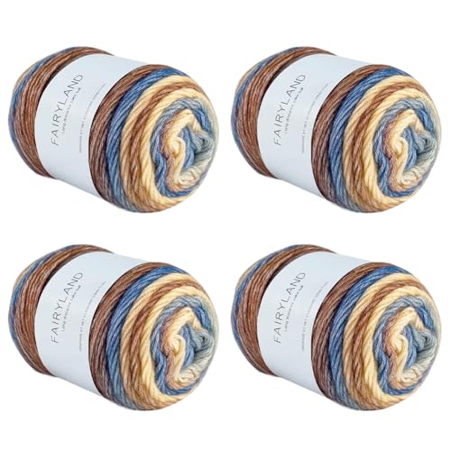 CEWROM Farbverlaufsgarn, 400g (4x100g) Wolle zum Häkeln, Cupcakes Bobbel Mehrfarbiges Gradient Häkelgarn, Handstrick Häkeln Baumwollstrickgarn zum Pullover Hüte (Braun-Farbverlauf) von CEWROM