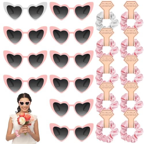 CEWROM JGA Brille Team Braut Haargummi, Bride Partybrille Herz Sonnenbrille, 10 Herzförmige Brille + 10 Bride Haargummi, Jungesellinnenabschied Frau Accessoires, JGA Deko für Party, Hochzeit CEWROM JGA Brille Team Braut Haargummi, Bride Partybrille Herz Sonnenbrille, 10 Herzförmige Brille + 10 Bride Haargummi, Jungesellinnenabschied Frau Accessoires, JGA Deko für Party, Hochzeit von CEWROM