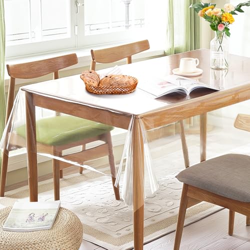 CEWROM Klarsicht Tischdecke, Transparente Tischfolie,Tischfolie Durchsichtig, 0.13mm Glasklar Folie Tischschutz Wasserdicht Abwaschbar Polyvinylchloride Folie Tischschutzfolie für Hochzeit (100x150cm) von CEWROM