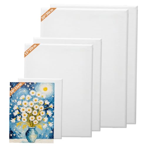 CEWROM Leinwand Set, 6 Stück Leinwand zum Bemalen 30x20,20x15,15x10 cm Keilrahmen Malen Canvas Künstlertafelbilder für Ölgemälde Acryl Leinwandpaneele für Bastler und Künstler, 3 Größen, Weiß CEWROM Leinwand Set, 6 Stück Leinwand zum Bemalen 30x20,20x15,15x10 cm Keilrahmen Malen Canvas Künstlertafelbilder für Ölgemälde Acryl Leinwandpaneele für Bastler und Künstler, 3 Größen, Weiß von CEWROM