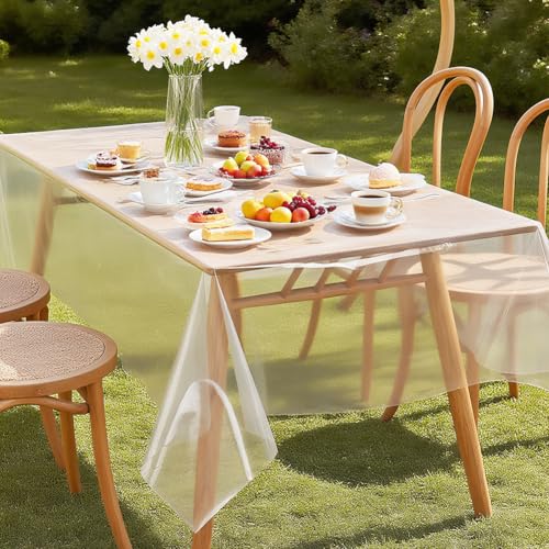 CEWROM Tischdecke Transparent, PVC Tischfolie Durchsichtig 0.13mm Stark, Abwaschbar & Wasserdicht, Klarsichtfolie Tischschutzfolie Meterware, Fettdicht Schutzfolie für Esstisch Party Küche (140x220cm) CEWROM Tischdecke Transparent, PVC Tischfolie Durchsichtig 0.13mm Stark, Abwaschbar & Wasserdicht, Klarsichtfolie Tischschutzfolie Meterware, Fettdicht Schutzfolie für Esstisch Party Küche (140x220cm) von CEWROM