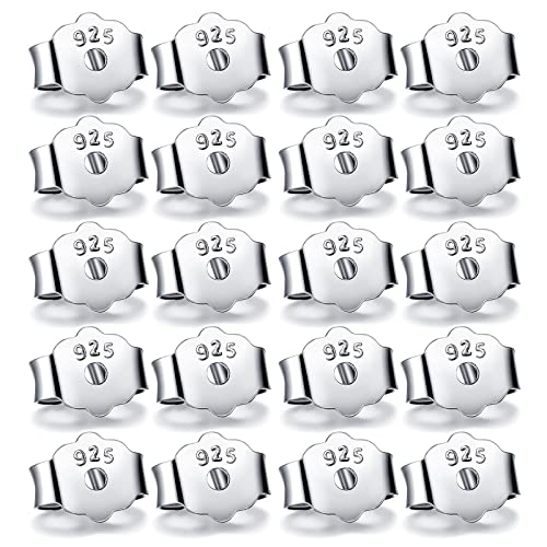 20 Stück Ohrstecker Flacher Verschluss 925 Silber Nickelfrei Hypoallergen Mädchen Ohrringverschlüsse Stecker Verschluss Gegenstecker Ohrring Stopper Butterfly Verschluss von CEXUN
