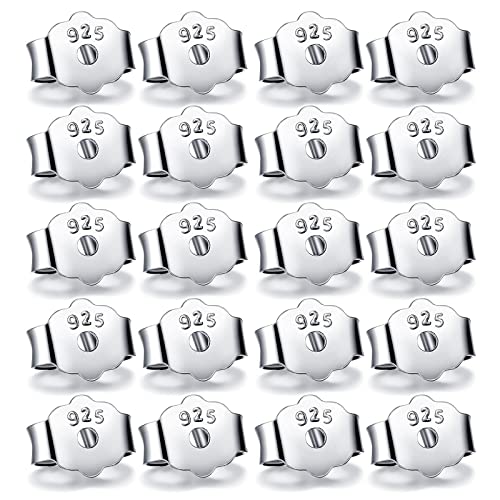 20 Stück Ohrstecker Flacher Verschluss 925 Silber Nickelfrei Hypoallergen Mädchen Ohrringverschlüsse Stecker Verschluss Gegenstecker Ohrring Stopper Butterfly Verschluss von CEXUN