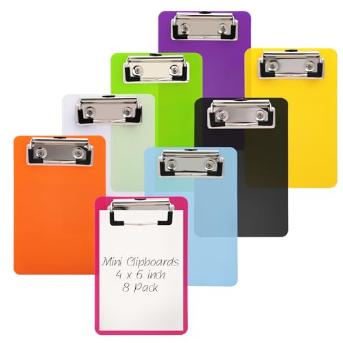 Mini-Klemmbretter, 10,2 x 15,2 cm, farbiges kleines Klemmbrett mit flachem Profil-Clip, Kunststoff-Klemmbretter zum Aufhängen, Schreiben, Memo-Dokumente, Formularhalter für Büro- und Mini-Klemmbretter, 10,2 x 15,2 cm, farbiges kleines Klemmbrett mit flachem Profil-Clip, Kunststoff-Klemmbretter zum Aufhängen, Schreiben, Memo-Dokumente, Formularhalter für Büro- und von CEYAZYE