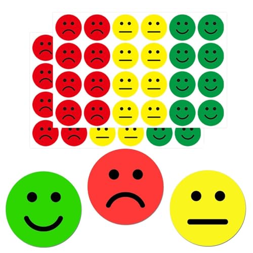 Stimmungsaufkleber, Smile Aufkleber Sticker, Smiley Face Sticker ø 2cm - Lächeln (Gün) - Neutral (Gelb) - Traurig (Rot) traurige Aufkleber, Smiley-Aufkleber, rot-gelb-grüne Aufkleber, 2,5 cm von CEZKFH