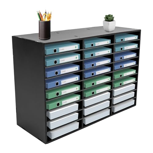 12/24/27/36 Fächer Literatur-Organizer, Desktop-Mail-Sortierer Studenten-Mailboxen, for Klassenzimmer, Büro, Zuhause, Klassenzimmer Mail Center Papieraufbewahrungsschrank(Black,27 Compartments) von CFDZCP