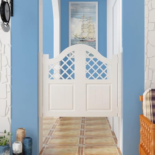 CFDZCP Cafe-Schwingtüren, Retro-Salontür Aus Massivholz, Inneneingangstrennwand for Flur, Küchentür, Bar, Halbhohe Türen Mit Scharnieren, Automatische Schließung(White,75x80cm(WxH)) von CFDZCP