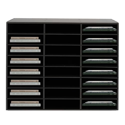 CFDZCP PVC-Postsortierer, Aktenhalter, Papier-Organizer, Aktenhalter for Literatur Auf Der Arbeitsplatte, Zeitschriftenregal Mit Mehreren Fächern for Büro, Zuhause, Schule(Black,24 Grids) von CFDZCP