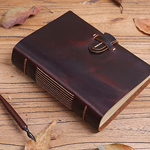 CFLNYC Handgemachtes Leder-Notebook, Retro-Tagebuch Business-Notizblock 14x19x4cm(Coffee) von CFLNYC