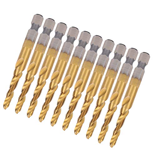 10pcs Tippen Sie auf Bohrer -Bits HSS 6. Hex Shank Ti Coated Composite M5 Hardware -Handwerkzeuge Tippen von CFTGIW