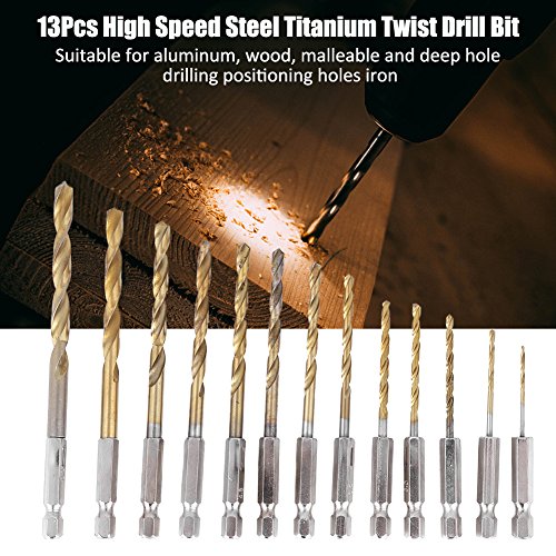 13pcs 1,5-6,5 Mm Hochgeschwindigkeits-Stahlbeschichtungsbohrbits mit Hexagonalem Griff Ith Hexagonal Griff Drill Bit HSS Drill HSS Bit Set Set von CFTGIW