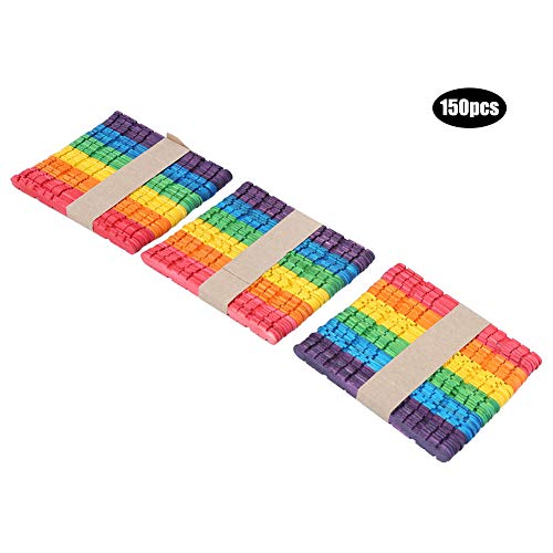 150pcs Farbenfrohe Sägezahn -Holz -Eis für DIY Handwork Kunsthandwerk Projekt Küchenzubehör Mehr und Umwelt Eis Stickswooden Stickswood Bastel Sticksart Handwerkshandwerk von CFTGIW