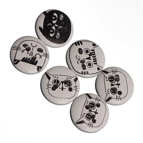 500pcs Holzknöpfe 2 Löcher Runde Deko Cartoon Katzendruck Verschiedene Holzknöpfe für Kleidung Bag Craft 15 Mm Weißer Hintergrund Schwarz Line Katze Runde Schwarze Linie Katze Sortiert (Weißer 500pcs Holzknöpfe 2 Löcher Runde Deko Cartoon Katzendruck Verschiedene Holzknöpfe für Kleidung Bag Craft 15 Mm Weißer Hintergrund Schwarz Line Katze Runde Schwarze Linie Katze Sortiert (Weißer von CFTGIW