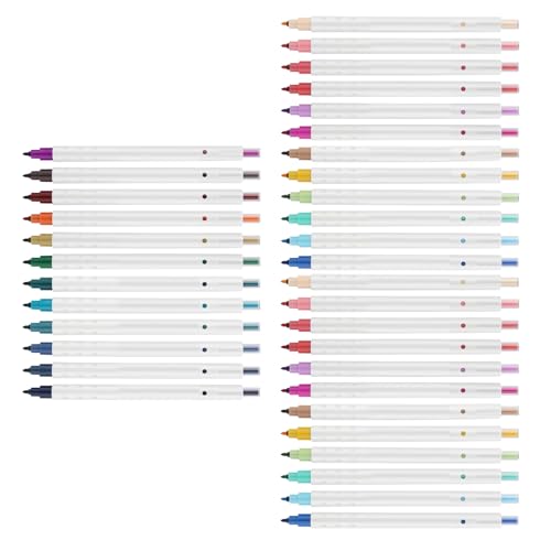 CFTGIW 12 Farbtinte Stifte Einziehbares Basis Schnelltupfen Tinte 0,6 Mm Faserstift Tipp Sammelalbum Tool Journaling Schreiben Kunst Malerei Geburtstagskarte für Freunde Schülern Schreibwaren (4) von CFTGIW