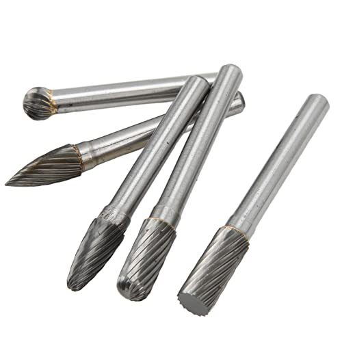 CFTGIW 5pcs Single Burr -Datei Set Wolfram -Carbid 6mm /4in Schank Zum Polieren von Holzbearbeitungsschnitzerei (ACDFG) von CFTGIW