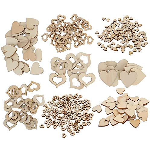 Holzscheiben Scheibenwochen Herzen 400pcs Holzscheiben Scheiben Verzierungen Ornamente Holzspäne für W Dekoration DIY Basteln Unterschiedliche Entdeckung des Herzens in den Stilen Vier Diese von CFTGIW