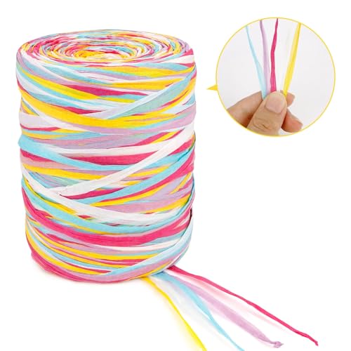 200M Bunt,Raffia Bast,Raffia-Papierschnitzel,Geschenkband Papier,Bast Geschenkband,Geschenksbänder,Naturbast Papierband von CFifHtOL