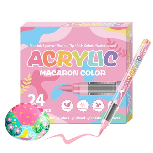 CGACCSD Acryl Farbmarker | 24 Farben Malset Für Kreative Projekte,Lichtbeständige Wasserbasis Marker mit Weichspitze für Stein Gravur Scrapbooking Schuh Ei Keramik CGACCSD Acryl Farbmarker | 24 Farben Malset Für Kreative Projekte,Lichtbeständige Wasserbasis Marker mit Weichspitze für Stein Gravur Scrapbooking Schuh Ei Keramik von CGACCSD