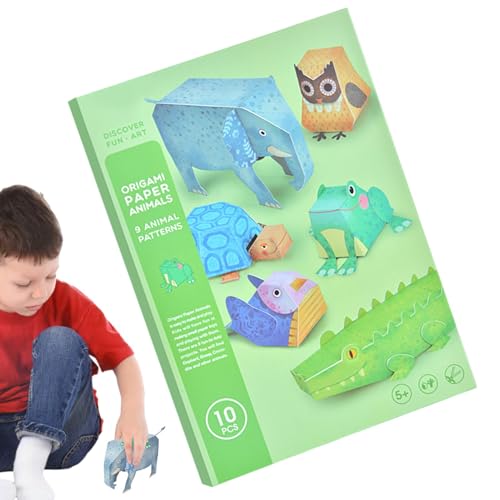CGACCSD Papier-Set, Papierhandwerk – Set aus buntem Tier-Faltpapier, Kunst aus einfachem Faltpapier, Spielaktivitäten für Autoreisen, Kunst- und Bastelbedarf von CGACCSD