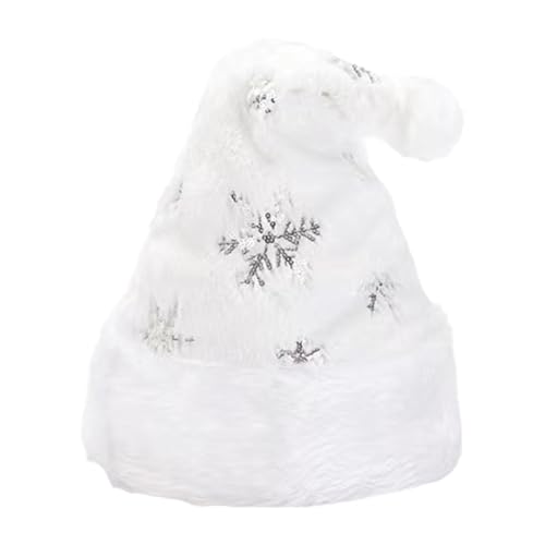 CGACCSD Plüsch-Weihnachtsmütze, Weihnachtsmütze für Erwachsene, Unisex-Kopfbedeckung mit funkelndem Schneeflockenmuster, Weiche, gemütliche, festliche Kopfbedeckung, flauschige Weihnachtsmütze für CGACCSD Plüsch-Weihnachtsmütze, Weihnachtsmütze für Erwachsene, Unisex-Kopfbedeckung mit funkelndem Schneeflockenmuster, Weiche, gemütliche, festliche Kopfbedeckung, flauschige Weihnachtsmütze für von CGACCSD