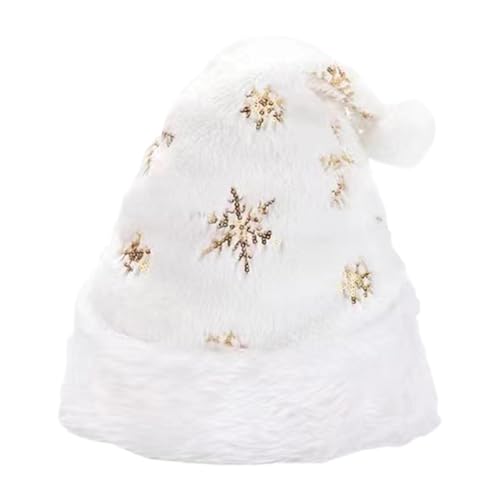 CGACCSD Weihnachts-Nikolausmütze,Plüsch-Weihnachtsmannmütze | Bequeme Mütze mit funkelndem Schneeflockenmuster - Weiche, gemütliche, festliche Kopfbedeckung, flauschige Weihnachtsmütze für Damen und CGACCSD Weihnachts-Nikolausmütze,Plüsch-Weihnachtsmannmütze | Bequeme Mütze mit funkelndem Schneeflockenmuster - Weiche, gemütliche, festliche Kopfbedeckung, flauschige Weihnachtsmütze für Damen und von CGACCSD