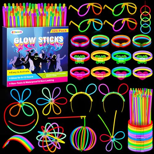 326 Stück Knicklichter Party Set, 150 Neon Leuchtstäbe mit 176 Verbinder, Neon Party Gadgets Knicklichter Kinder Glow Sticks Leuchtspielzeug für Geburtstags Festival Hochzeiten Weihnacht Silvester 326 Stück Knicklichter Party Set, 150 Neon Leuchtstäbe mit 176 Verbinder, Neon Party Gadgets Knicklichter Kinder Glow Sticks Leuchtspielzeug für Geburtstags Festival Hochzeiten Weihnacht Silvester von CGBOOM