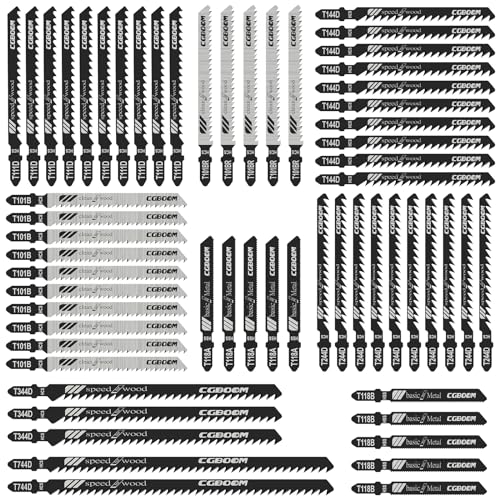 Stichsägeblatt Set, CGBOOM 60 tlg Stichsägen Zubehör, T-Schaft Jigsaw Stichsägeblatt mit Kunststoffbox für Holz und Metall Stichsägeblatt Set, CGBOOM 60 tlg Stichsägen Zubehör, T-Schaft Jigsaw Stichsägeblatt mit Kunststoffbox für Holz und Metall von CGBOOM