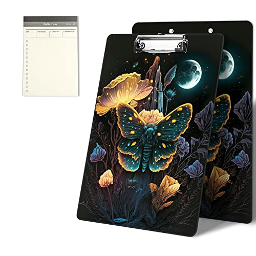 CGFGHHUY Klemmbretter mit niedlichem Bergmond, Mottenmuster, 22,9 x 31,8 cm, mit niedrigem Profil, Metallclip, Klemmbrett für Studenten, Klassenzimmer, Büro, Damen und Herren, mit einem CGFGHHUY Klemmbretter mit niedlichem Bergmond, Mottenmuster, 22,9 x 31,8 cm, mit niedrigem Profil, Metallclip, Klemmbrett für Studenten, Klassenzimmer, Büro, Damen und Herren, mit einem von CGFGHHUY