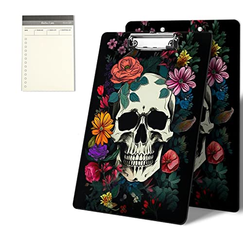 CGFGHHUY Klemmbretter mit niedlichem Blumen- und Totenkopf-Muster, 22,9 x 31,8 cm, mit flachem Metallclip, Klemmbrett für Studenten, Klassenzimmer, Büro, Damen, Herren, mit einem CGFGHHUY Klemmbretter mit niedlichem Blumen- und Totenkopf-Muster, 22,9 x 31,8 cm, mit flachem Metallclip, Klemmbrett für Studenten, Klassenzimmer, Büro, Damen, Herren, mit einem von CGFGHHUY