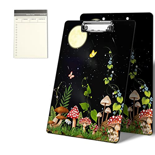 CGFGHHUY Klemmbretter mit niedlichem Pilz, Schmetterling, Blume, Mond, Muster, 22,9 x 31,8 cm, mit niedrigem Profil, Metallclip, Klemmbrett für Studenten, Klassenzimmer, Büro, Damen, Herren, mit einem CGFGHHUY Klemmbretter mit niedlichem Pilz, Schmetterling, Blume, Mond, Muster, 22,9 x 31,8 cm, mit niedrigem Profil, Metallclip, Klemmbrett für Studenten, Klassenzimmer, Büro, Damen, Herren, mit einem von CGFGHHUY